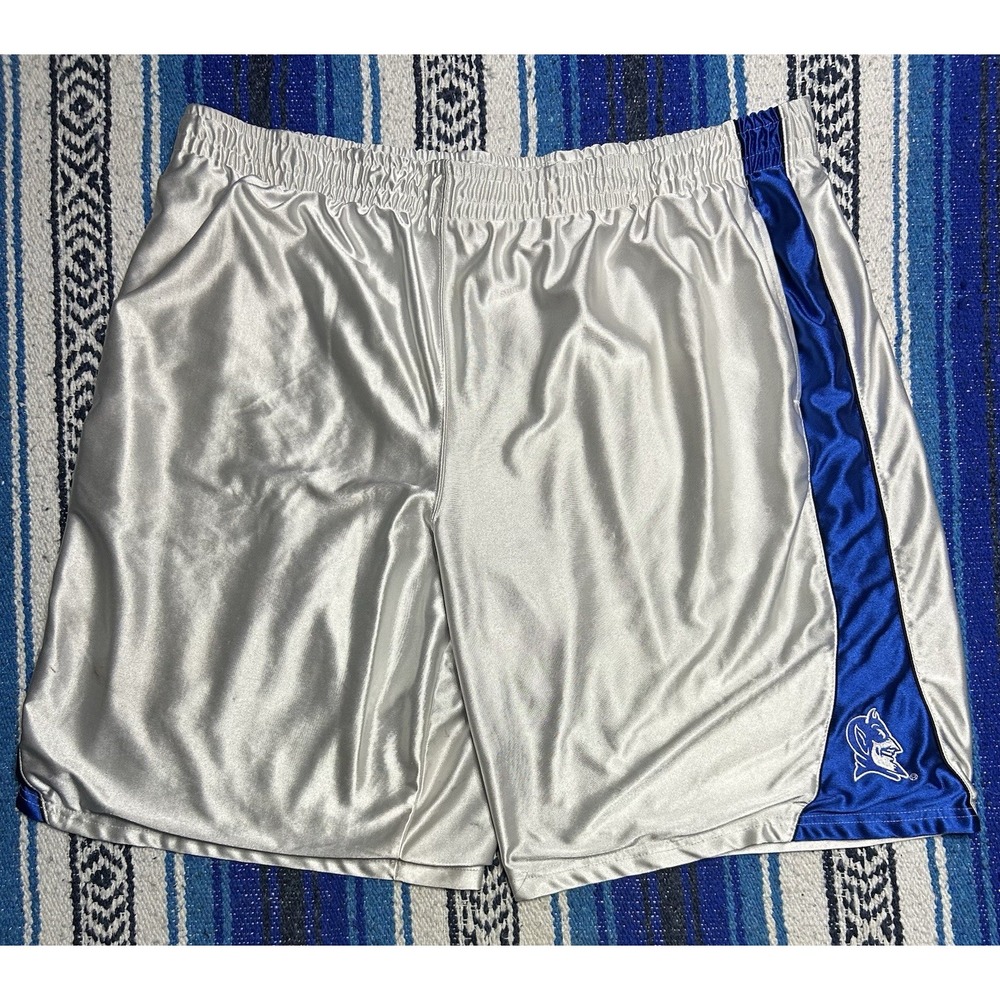 Vintage Y2K Duke Blue Devils NCAA Basketball Shorts Men's 2XL Silver Blue